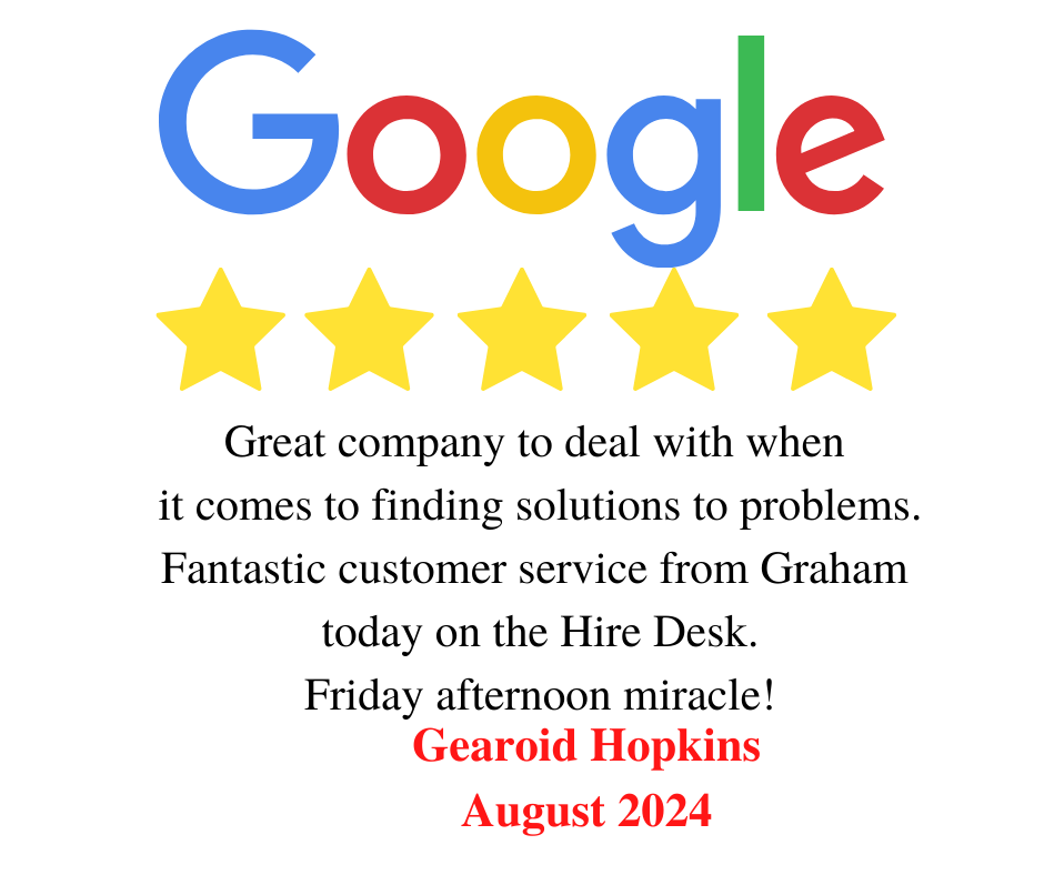 Hire Here Dublin 5 star Google Review  March 2024