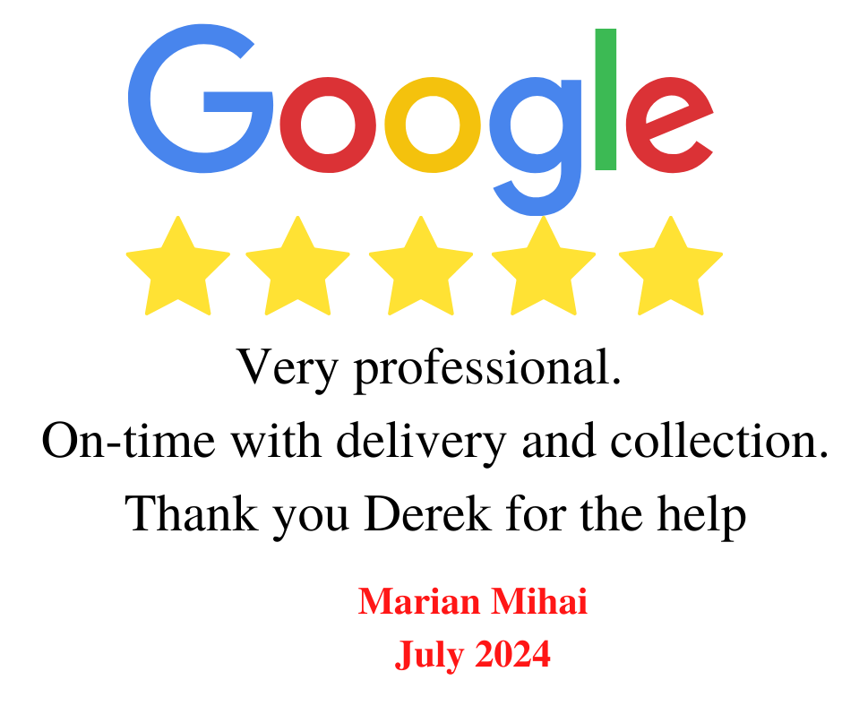 Hire Here Dublin 5 star Google Review  March 2024